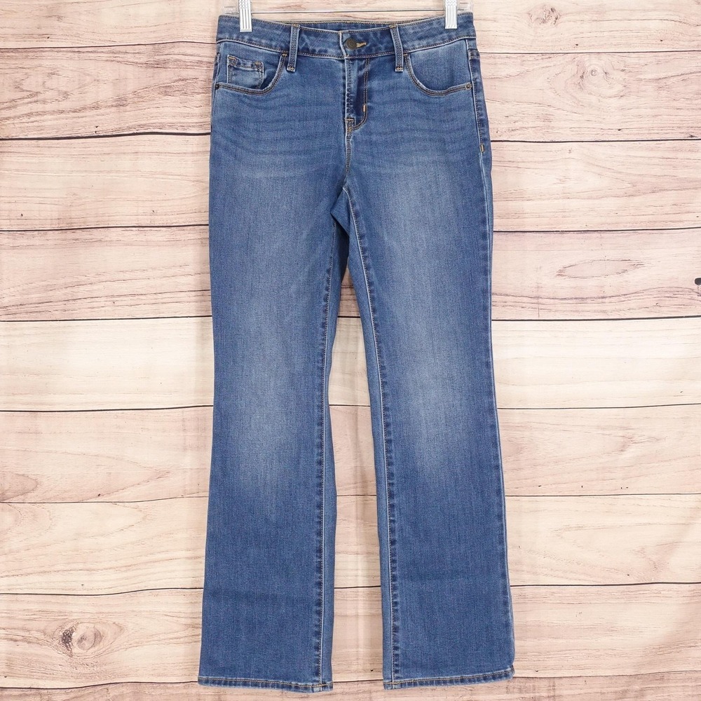 Old Navy Mid-Rise Kicker Boot-Cut‎ Jeans Womens 2 Short Blue Wash Stretch 28x29